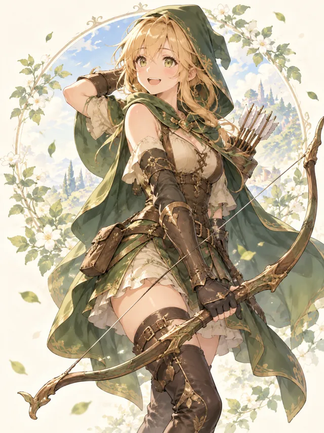 Representação ilustrativa da família Arqueiro, com arco e aljava.